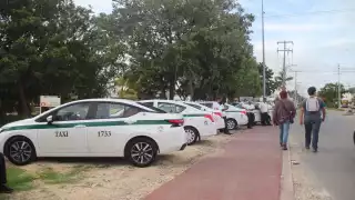 Los taxistas permanecieron estacionados alrededor de media hora y poco a poco se fueron retirando