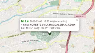 Sismo con magnitud 1.4 en CDMX en alcaldía Magdalena Contreras
