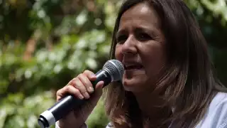 Margarita Zavala durante un mitin con simpatizantes