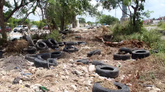 La avenida se convirtió en un depósito de llantas viejas La avenida se convirtió en un depósito de llantas viejas
