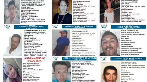 Estas son las desapariciones que ha reportado la Fiscalía de Quintana Roo Estas son las desapariciones que ha reportado la Fiscalía de Quintana Roo