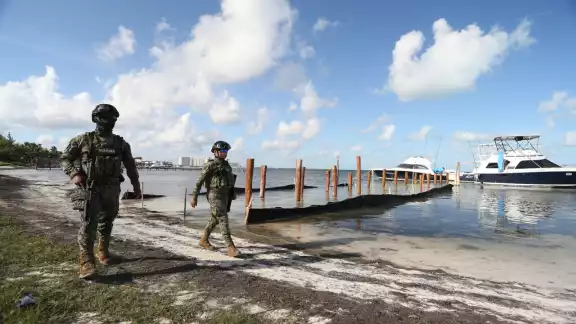 Fueron instalados al menos 24 pilotes de madera para construir el muelle en la Zona Hotelera de Cancún Fueron instalados al menos 24 pilotes de madera para construir el muelle en la Zona Hotelera de Cancún