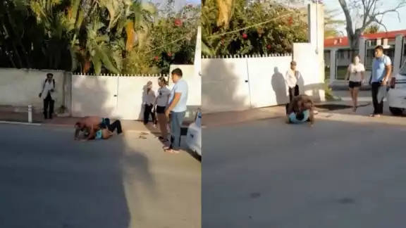 El taxista y el turista nacional se pelearon frente a vecinos que pasaban por la zona en el Centro de Bacalar El taxista y el turista nacional se pelearon frente a vecinos que pasaban por la zona en el Centro de Bacalar