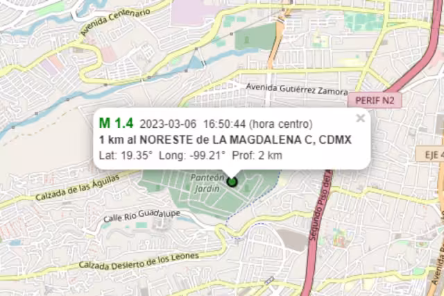Sismo con magnitud 1.4 en CDMX en alcaldía Magdalena Contreras
