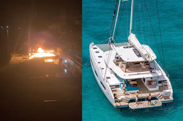 Los catamaranes resultaron con daños severos tras el incendio en Puerto Aventuras, por lo que fueron retirados del muelle