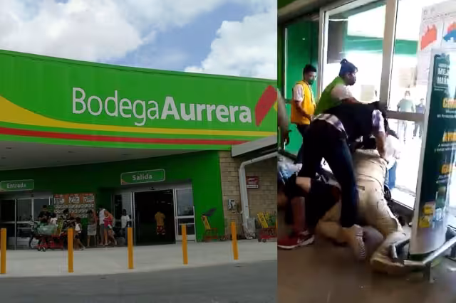 El video muestra cómo fue que los guardias de seguridad del Bodega Aurrerá en la Región 102 de Cancún sometieron a los ladrones