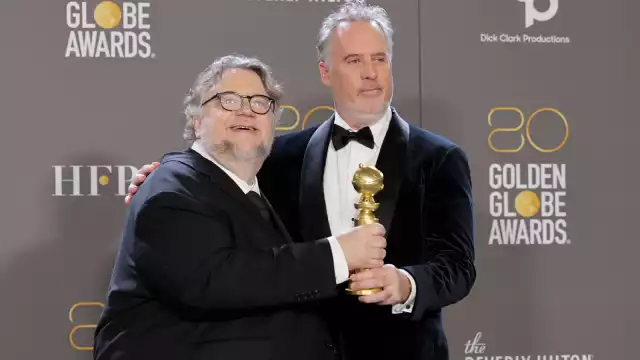 El mexicano Guillermo del Toro y Mark Gustafson. Foto: Especial