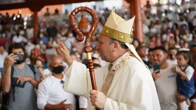 Francisco Coppola, durante la Misa por la Paz en Aguililla