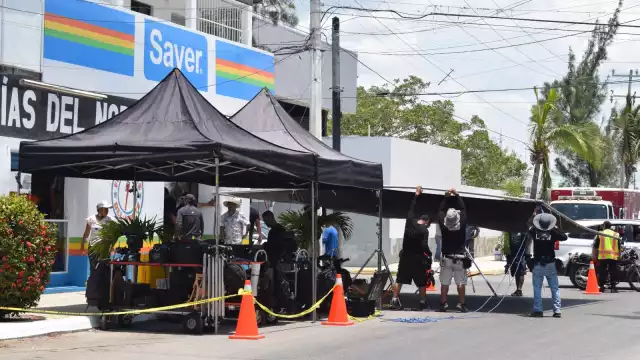 Desde horas de la madrugada se instalaron estructuras para las grabaciones de una serie en Progreso