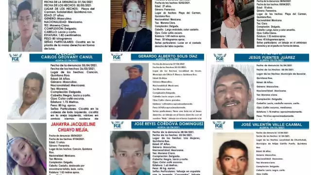 Estas son las desapariciones que ha reportado la Fiscalía de Quintana Roo