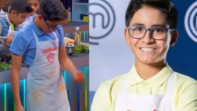 El hijo del cantante Germán Montero sufrió un dolor de rodilla, lo que causo que se distrajera mientras cortaba en MasterChef Junior México