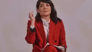 Ana Elizabeth García Vilchis en conferencia de prensa