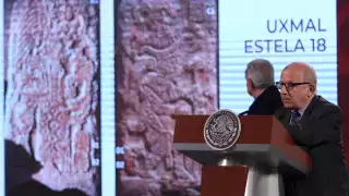 El INAH dio cuenta del hallazgo de una estela conmemorativa labrada en dos caras