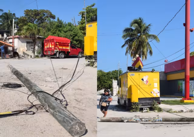Fueron dos volquetes en distintas zonas de Progreso los que derribaron postes de la CFE