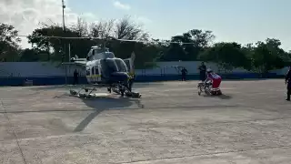 Llegó en un helicóptero de Seguridad Pública