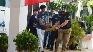 La escalera del hombre chocó contra un cable de alta tensión, provocando el choque