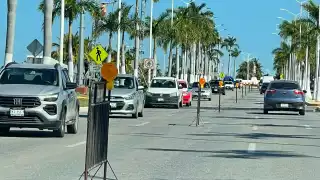El carril central del malecón de Campeche se adecuó para una circulación de doble sentido