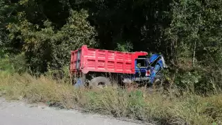 El camión se salió de la carretera y chocó contra un árbol cuando iba con destino a Escárcega