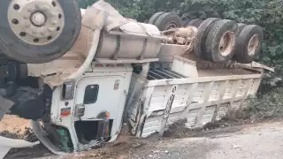 El camión volcó en el kilómetro 111