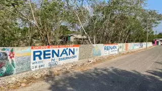 La publicidad de Renán Barrera ha dañado la famosa 'calle de los murales' de Dzidzantún
