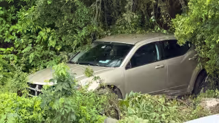 Automóvil termina entre la maleza tras accidente en la carretera 307, en Quintana Roo
