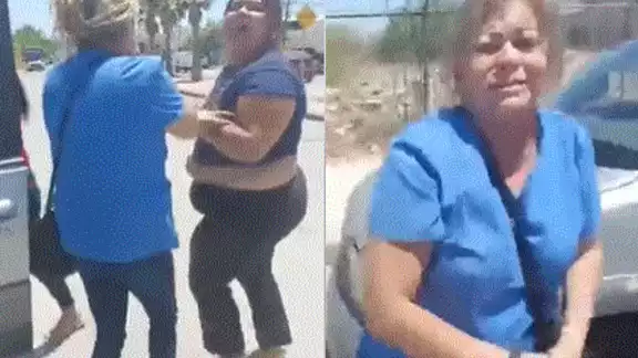 El video se puede ver como unas mujeres que sorprendieron a su padre saliendo de un motel en compañía de su tía