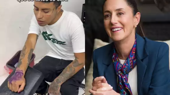En la grabación publicada en TikTok se ve al niño tatuando la leyenda "Esta es Claudia" en el rostro de Sheinbaum.