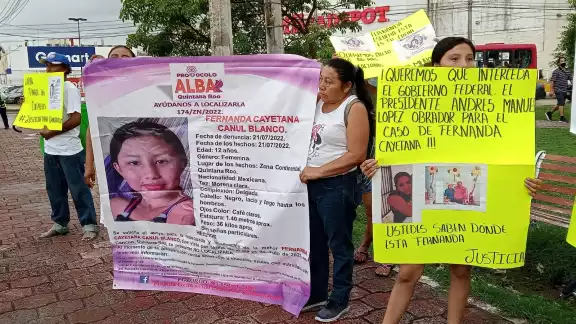 El contingente de manifestantes por la desaparición de Fernanda Cayetana Canul buscará llegar a la Zona Hotelera de Cancún El contingente de manifestantes por la desaparición de Fernanda Cayetana Canul buscará llegar a la Zona Hotelera de Cancún