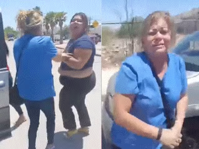 El video se puede ver como unas mujeres que sorprendieron a su padre saliendo de un motel en compañía de su tía