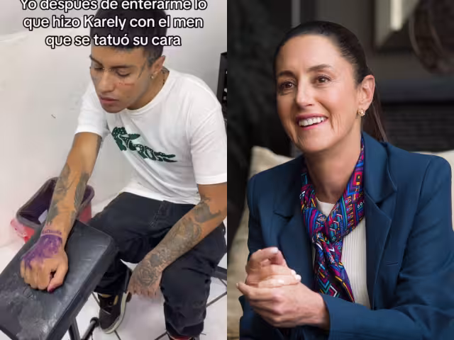 En la grabación publicada en TikTok se ve al niño tatuando la leyenda "Esta es Claudia" en el rostro de Sheinbaum.