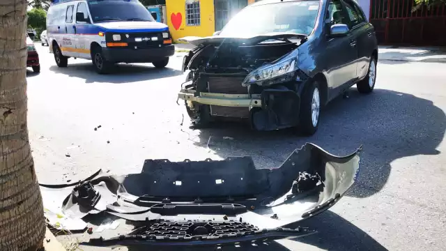 Conductora choca contra palmera en la colonia Obrera.