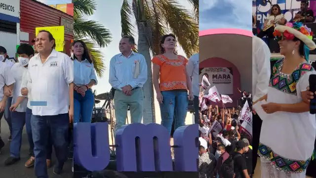 Los cinco aspirantes dieron sus mejores palabras para este arranque de campaña, tres de ellos en Chetumal