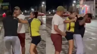 Tras los golpes, el hombre dejó caer la maleta y huir del lugar