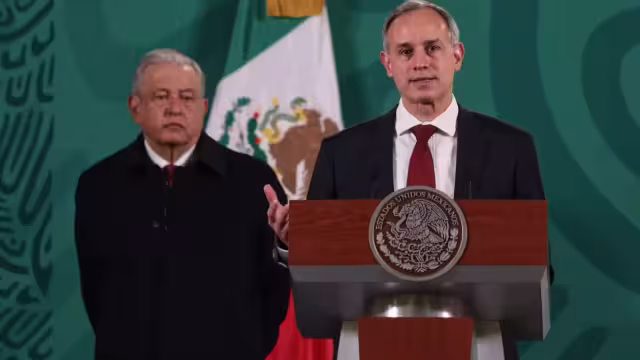 Presidente AMLO y Hugo López-Gatell en conferencia de prensa