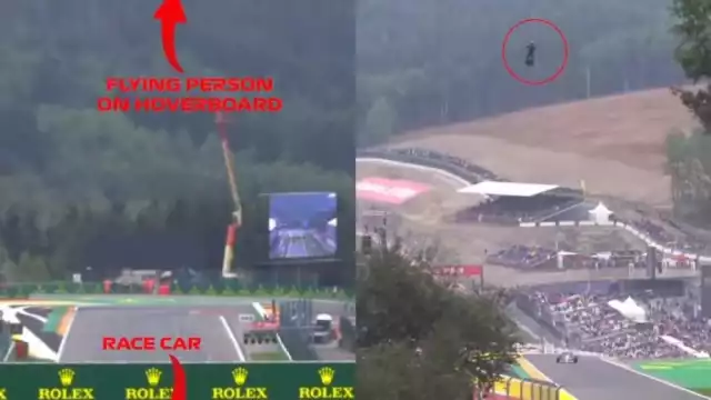 Se desconoce si es parte del equipo de organización o es una aficionado que decidió medirse contra los mejores pilotos del mundo