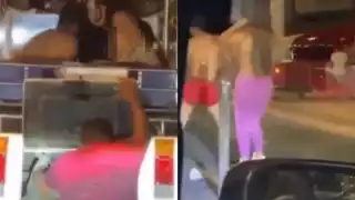 La pareja fue captada mientras bailaba casi semidesnudos en plena vía pública