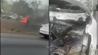 En un video en redes se ve el momento exacto del incendio del automóvil