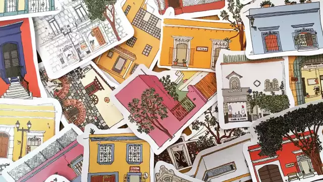 Entre las fachadas de Mérida que este artista comparte se encuentra el edificio monjas