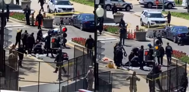 Por seguridad, pidieron a las personas que se encontraban al interior del Capitolio alejarse de las ventanas