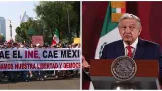AMLO afirmó que la marcha en defensa del INE y en contra de la reforma electoral fue un striptease del conservadurismo
