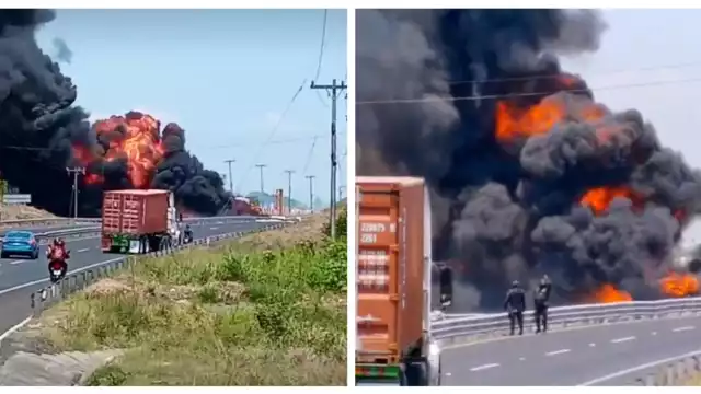 Incendio de pipa en la autopista Veracruz-Poza Rica