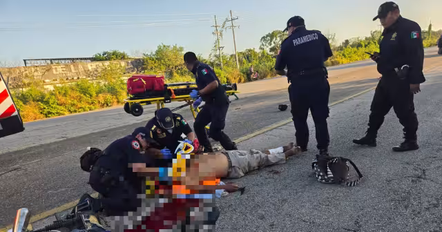 El motociclista fue trasladado al IMSS de Motul