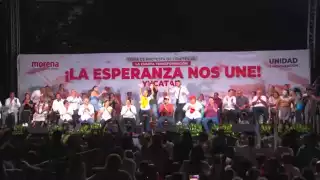 Claudia Sheinbaum sostiene una reunión con militantes de Morena en Valladolid