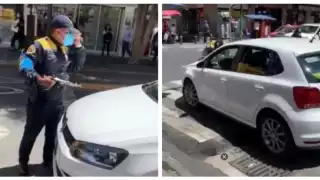 Momento en el que el conductor embiste al uniformado