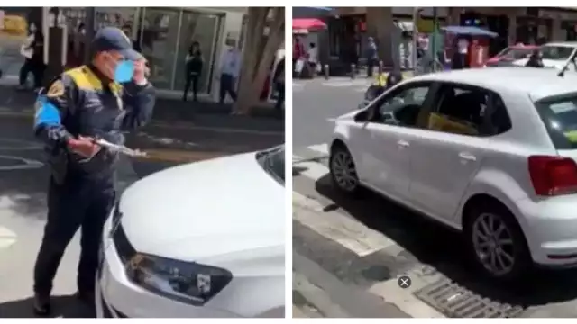 Momento en el que el conductor embiste al uniformado