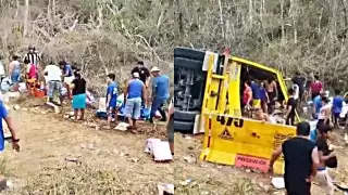 Pobladores hicieron rapiña en el tráiler que volcó en la carretera José María Morelos-Polyuc