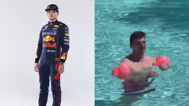 En redes sociales se ha viralizado Max Verstappen por usar flotadores en una pisicina
