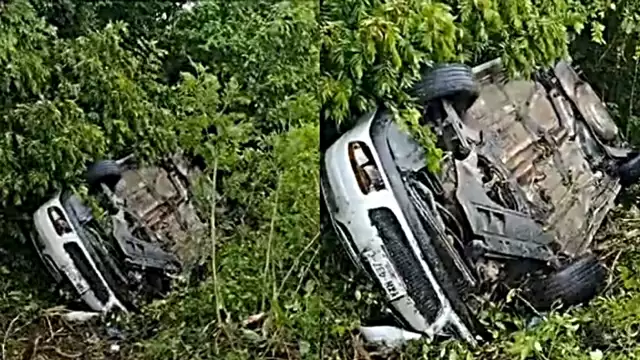 El auto permaneció dentro de la maleza en la carretera a Valladolid