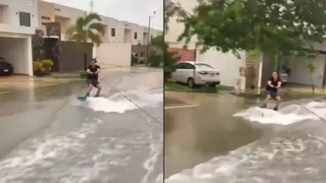 El joven es jalado varios metros por una camioneta. Foto: Elvis Castilla