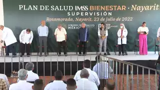 Zoé Robledo mencionó frente a AMLO que los trabajos del IMSS Bienestar en Nayarit van en buen camino